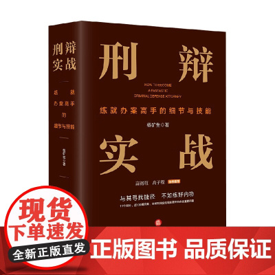 刑辩实战 练就办案高手的细节与技能 杨矿生 著 法律