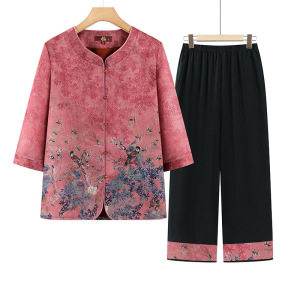 七分袖奶奶装60-80岁老年女装夏季新款老人家衣服大码宽松夏款女