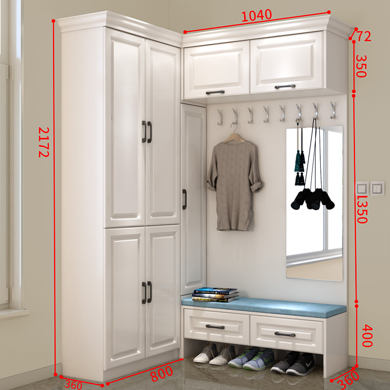 客现代多功能衣帽柜转角衣柜入户玄关柜 四门鞋柜 右转角鞋柜(尺寸可)