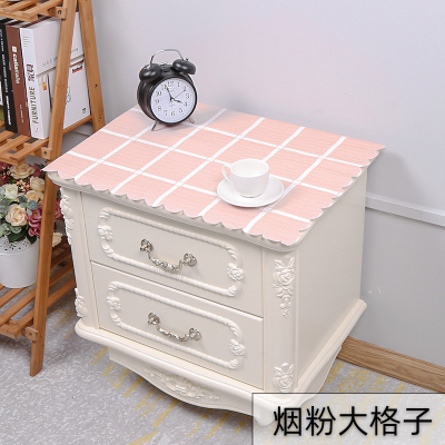 家柏饰(CORATED)床头柜盖布防水防油免洗北欧家用防尘罩套卧室床头盖巾冰箱防尘布 烟粉大格子 40*60cm