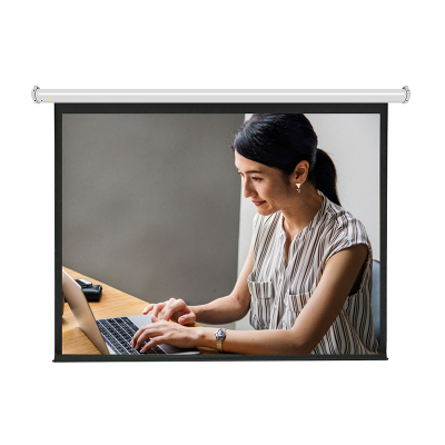 经科JK投影幕布YY1 50寸1:1电动遥控白塑幕投影机投影仪幕布