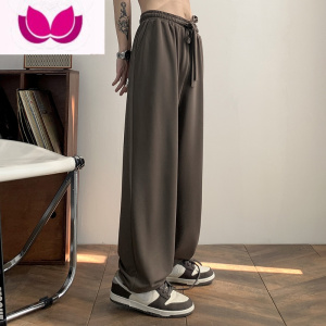 七斓日系垂感加长裤子男高个子痞帅咖色西裤秋季高级感直筒阔腿休闲裤