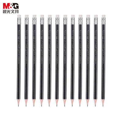 晨光 M&G 银黑色抽条笔杆铅笔 AWP30801 HB 12支/盒 盒