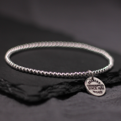 字母圆牌原创设计纯银脚链复古森系银饰个性饰品韩版简约银珠脚饰送女朋友老婆情人节七夕生日礼物