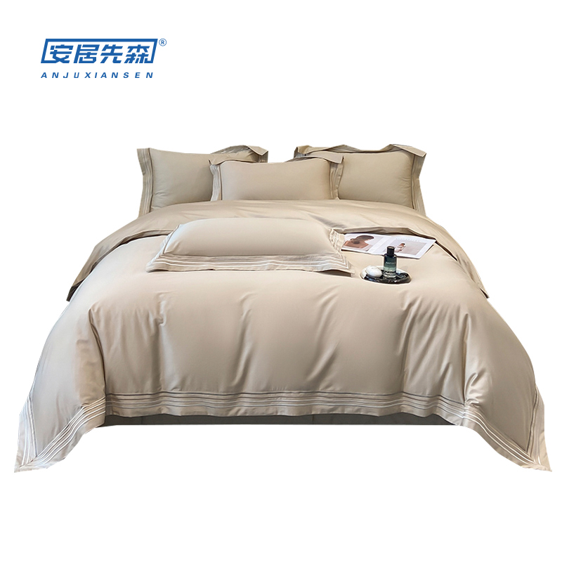安居先森ANJU250511 索菲特100支高支新疆长绒棉四件套香槟金色