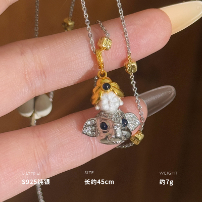 925纯银普贤菩萨项链女锁骨链小众设计创意高级感新约7g BCX5567送女朋友老婆情人节七夕生日礼物