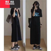 YIBUSHENG大码女装2024微胖mm季新款减龄休闲卫衣裙显瘦遮肚短袖女