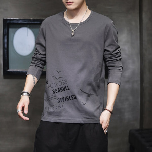 男装T恤长袖卫衣男圆领韩版潮流春秋百搭打底衫纯棉秋衣男士定制 默认颜色 默认尺寸