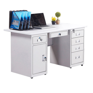 慧采云 钢制办公桌铁皮电脑桌带抽屉员工写字台职员单人财务桌办公桌1.2m