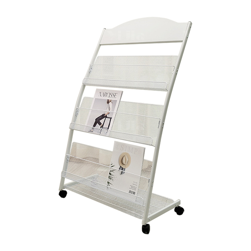 翌嘉YJ4122824 杂志架展示架报置物架收纳落地报纸报刊架 三层白色 630*360*1140