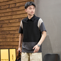 [2.5折价78元]唐狮夏季新款polo衫男士短袖拼接宽松休闲高级感翻领t恤男上衣潮