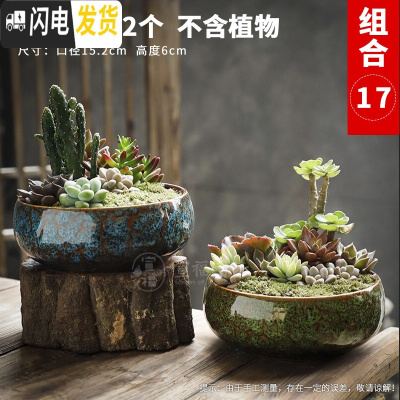 三维工匠多肉花盆大口径特大号陶瓷绿植肉肉盆器创意个性粗陶拼盘 款式-9 大花盆容器