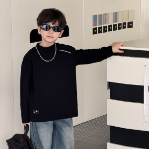 童酷儿童冬款湖州织里童装百搭字母印花贴标加厚男童打底衫潮