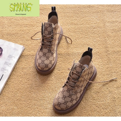 2020新款春秋平跟短靴单靴平底马丁靴厚底鞋雪地靴短筒踝靴女靴子语娄