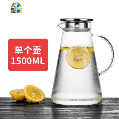 玻璃水壶耐热防爆冷水壶可高温凉水杯家用装水茶壶扎壶套装 FENGHOU 三角壶1500ml单只凉水壶