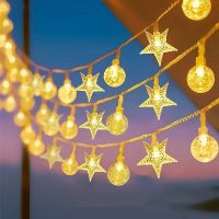 户外露营天幕氛围灯太阳能满天星星彩灯小串灯防水装饰灯夜市摆摊-10米80灯[5号电池款](常亮+闪烁+送电池)