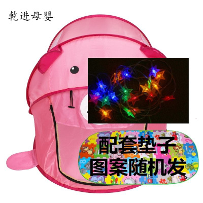 新品直营-儿童帐篷游戏屋室内外玩具男女孩公主宝宝家用折叠小房子生日粉色小熊单帐篷