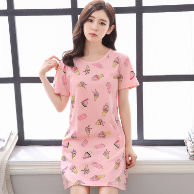 HLCOMAN夏季睡衣女上衣单件薄款短袖棉居家宽松上身单独性感连体家居服