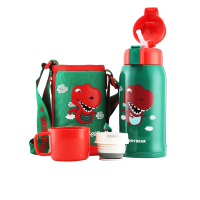 网红优选3D浮雕恐龙款杯具熊BEDDYBEAR儿童保温杯带吸管儿童水杯316不锈钢宝宝儿童保温壶600m