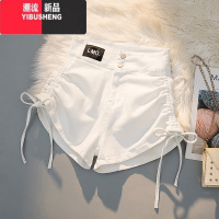 YIBUSHENG绑带抽绳牛仔短裤女季高腰显瘦包臀美式休闲女团辣妹短裤热裤