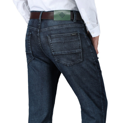 JEEPSPIRIT吉普牛仔裤商务休闲长裤中腰舒适棉质长裤子独特后袋设计裤子