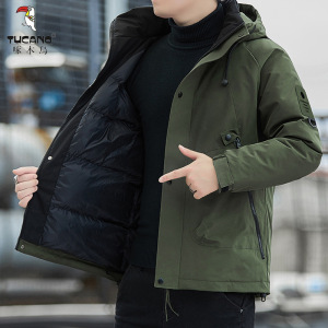 啄木鸟户外冲锋衣男士外套冬季潮流羽绒棉服加厚棉衣连帽宽松棉袄