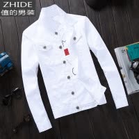 SUNTEK春季牛仔夹克男士韩版修身青少年棒球服潮流男装春秋款外套衣服夹克