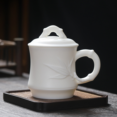 MULTIPOTENT办公杯中国白德化瓷羊脂玉瓷陶瓷盖杯商务会议泡茶杯伴手礼盒