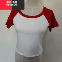 YIBUSHENG季新款韩版白色短款短袖t恤女露脐高腰性感简约紧身上衣服