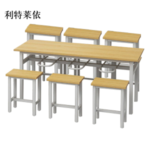 利特莱依餐桌6人学校食堂小吃店快餐桌椅饭堂防火板桌1800*600*750[含椅]