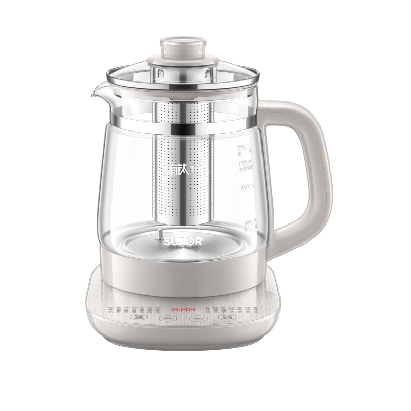 苏泊尔SUPOR养生壶1.5L底盘加热高硼硅玻璃纯钛金属上盖可拆卸便携轻巧SW-15Y21