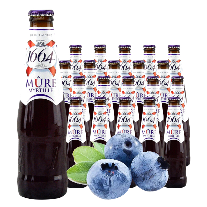 凯尔纳1664果味啤酒蓝莓味女士啤酒250ml*24瓶装法国进口啤酒