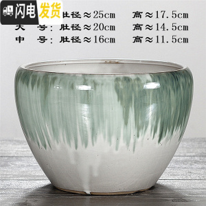 三维工匠陶瓷花盆特大号创意北欧风简约室内透气绿萝多肉植物花盆 苹果[流釉绿]送塑料托 中号(肚径16)花盆容器