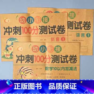 全3册-拼音1+语言1+数学10以内加减法 [正版]幼小衔接冲刺100分测试卷汉语拼音语言数学试卷一日一练幼儿园中大班练