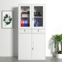 臻远文件柜办公柜钢制铁皮柜资料档案储物柜拆装窄边柜纯白色加厚款 中二斗