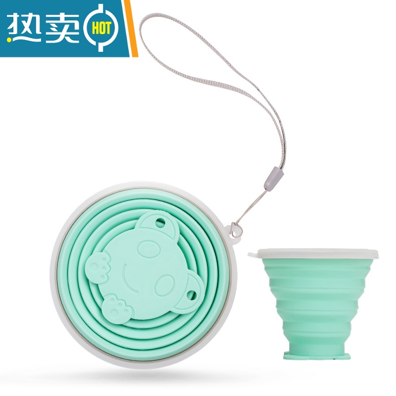 敬平旅行可折叠伸缩杯硅胶压缩杯户外便携式漱口杯折叠喝水杯收缩杯子 薄荷绿洗漱杯