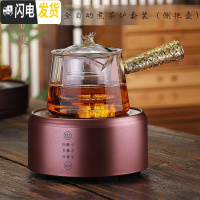 三维工匠烧水壶玻璃茶壶不锈钢过滤加厚家用大容量煮茶壶电陶炉茶具套装 侧把龙壶(800)配全自动茶炉(金)