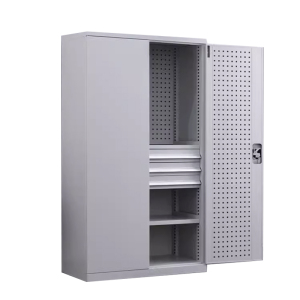 铭威盾重型工具柜车间用加厚物件工具储物柜工厂铁皮柜汽修厂零件收纳柜白色三层三抽带挂板
