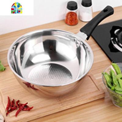 加厚400不锈钢炒锅无涂层锅无油烟炒菜锅燃气电磁炉通用不生锈锅 FENGHOU 38CM炒锅(带侧耳带锅盖)平底