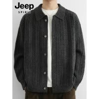 JEEP SPIRIT翻领开衫毛衣男士2025年秋季新款休闲针织衫外套男潮