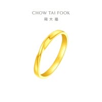 周大福 ING系列 爱无尽循环足金黄金戒指(工费:360计价) F230577