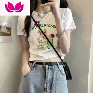 七斓白色短款修身兔年短袖T恤女2023早春新款欧货上衣打底衫ins潮