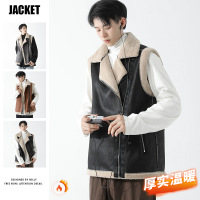 马甲男背心冬季新款复古机车服棉服高街痞帅加绒马甲男士坎肩外套