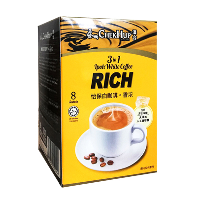 马来西亚原装进口泽合/ChekHup咖啡三合一香浓泽合怡保白咖啡粉8包便携装