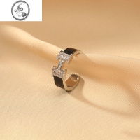 JiMi复古小香风锆石字母H开口戒指时尚个性轻奢小众设计高级感食指戒