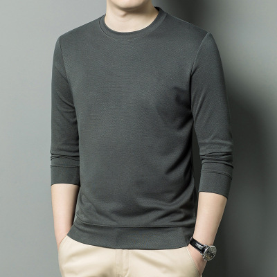 青年长袖圆领基础卫衣 日常休闲百搭简约运动打底基础纯色卫衣T恤