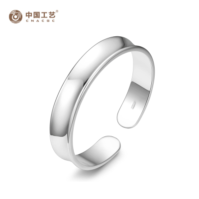 中国工艺 足银开口平安无事手镯 扁平足银手镯 约43克