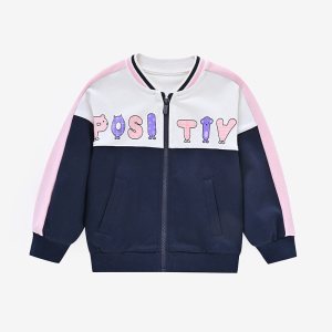 [1件3折]铅笔俱乐部童装女小童运动外套立领秋装宝宝上衣撞色拼接