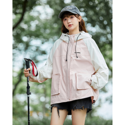 [3件8.5折212.4元,叠加优惠券]唐狮秋季新款工装外套女冲锋少年上衣春秋连帽撞色夹克宽松