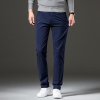 男式弹力休闲裤男春季常规舒适透气中年男士修身小直筒长裤